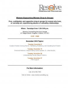 Women Supporting Women monthly schedule - November