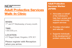 Adult Protective Services Walk–In Clinic